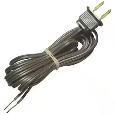 Commercial Electric 8 ft Brown Lamp Cord, Molded Plug Set w Stripped Ends 81675 - Image 1 of 2