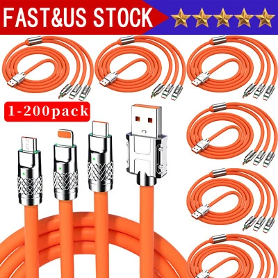 3 in 1 Fast Charging Cable Cell Phone Charger Cord For iPhone Type C Micro LOT - Image 1 of 4