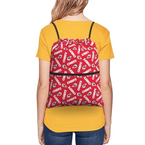 Kansas City Chiefs Fans Drawstring Zipper Backpack Waterproof Travel Backpack Cover