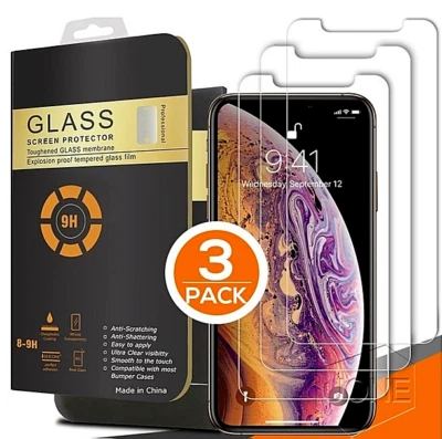 3X Tempered Glass Screen HD Protector For iPhone 15 14 13 12 11 Pro Max X XS XR - Image 1 of 4