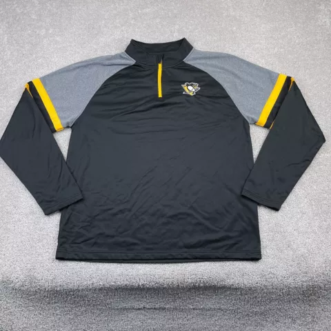Pittsburgh Penguins Sweater Mens Extra Large Black Quarter Zip Pullover Fleece Cover