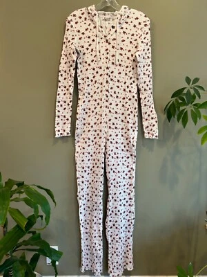 free people íntimamente lil bit lou flare long johns nuevo sin etiquetas pequeño blanco floral rojo Foto 1 de 4