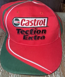 NWOT CASTROL TECTION EXTRA GAS OIL RED & GREEN STRAPBACK TRUCKER HAT CAP - Picture 1 of 6