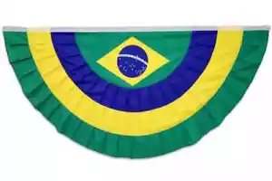 Brazil 3x6ft Pleated Bunting Brazilian Half-Circle Bunting Decor Flag - Picture 1 of 5