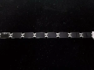 Mens stainless steel black enameled link style bracelet - Picture 1 of 1