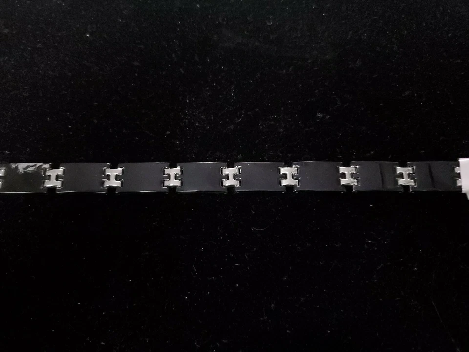 Pulsera Hombre Acero Inoxidable Negro Eslabón Esmaltado Estilo Foto 1 de 1