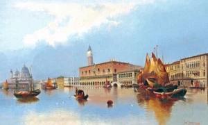 DOGE'S PALACE VENICE ITALY PAINTING ART BY KARL KAUFMANN REPRO - Picture 1 of 3