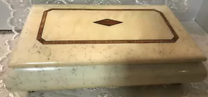 "Caja con bisagras de joyería musical de madera Serrento Italia con incrustaciones artesanales de 11""" - Imagen 1 de 12