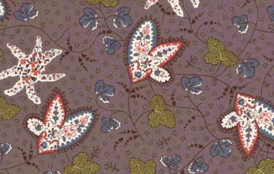 Civil War Repro *ROMANTIC LEGACY* Tecido PURPLE Leaf PAISLEY #1 por Free Spirit - Imagem 1 de 1