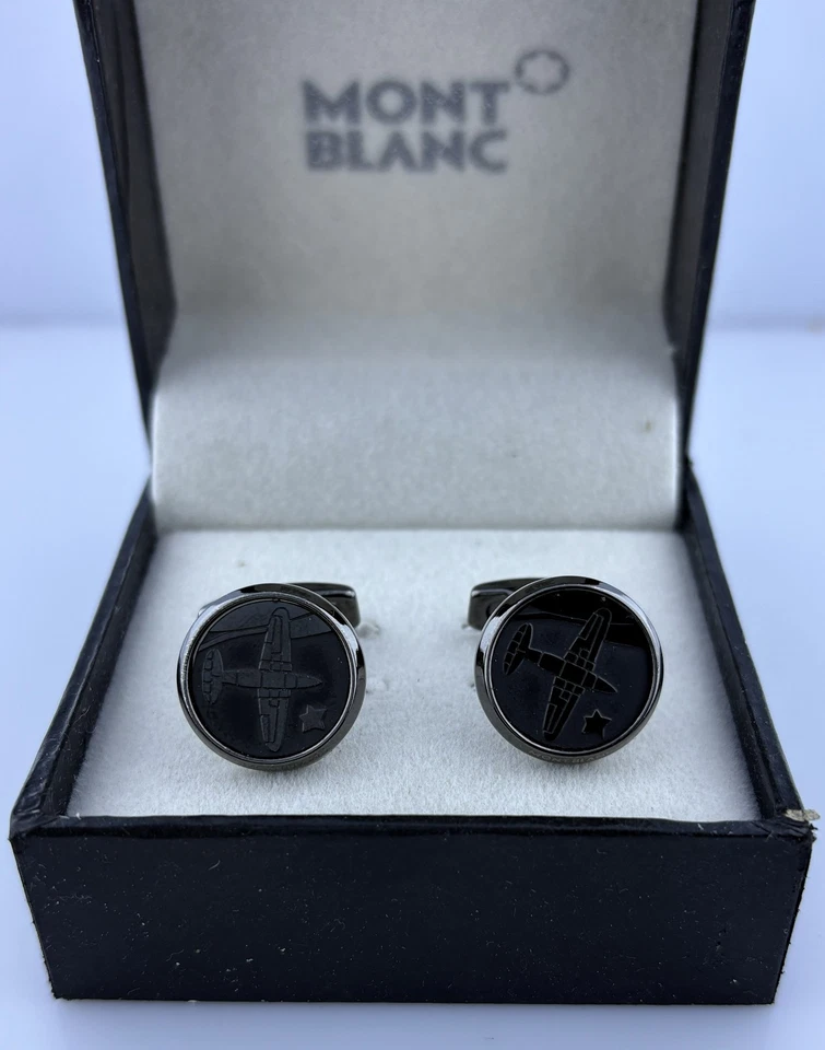 Montblanc Aviation Cufflinks Set–Airplane & Star Design Luxury Gift Box Included - Image 1 of 4
