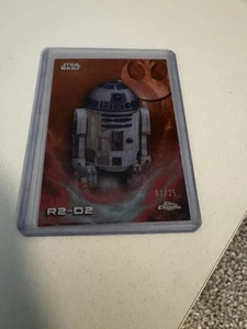 R2-D2 1/25 AND YODA 13/25 2025 TOPPS CHROME STAR WARS TRUE ORANGE REFRACTOR - Picture 1 of 6
