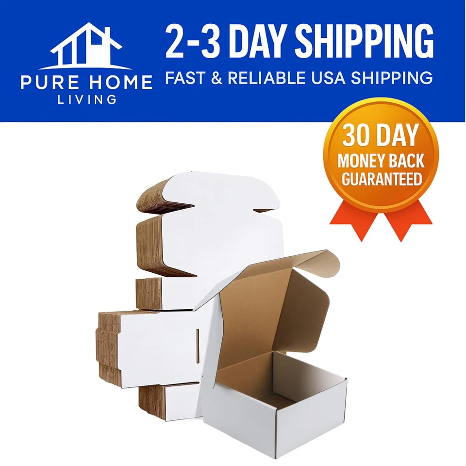 Sturdy Cardboard Boxes Set of 25 - Perfect 8x8x4 Size for Storage and Shipping - Image 1 of 4