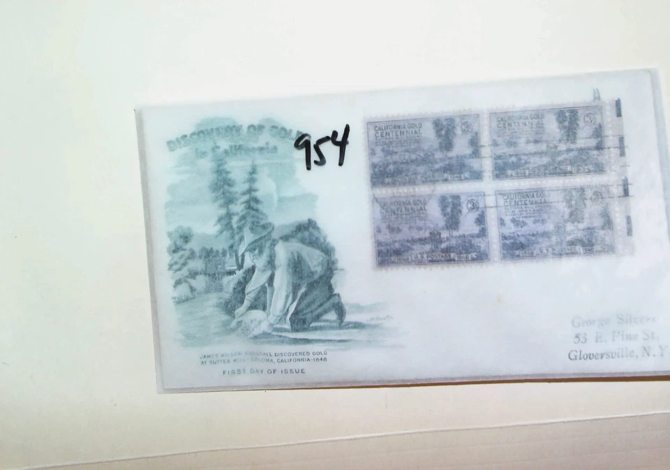 U. S. FDC - 954 - Discovery of Gold - ArtMaster caché - peinado ¡envío! Foto 1 de 1