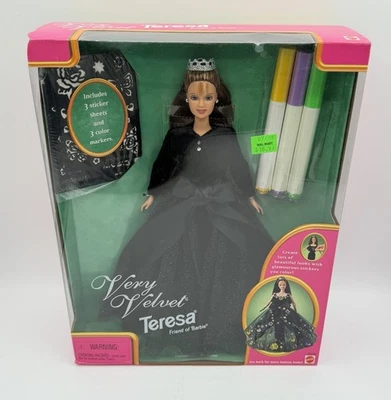 全新带盒 1998 美泰 Very Velvet Teresa Friend Of Barbie #20530 Teresa 娃娃 — 第 1/4 张图片