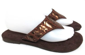 MixIt Sandals Thong Flip Flop Shoes Women Sz. 8 Brown Bronze Sequin New - Picture 1 of 8