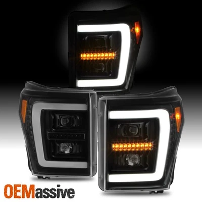 For 2011-2016 Ford F250 F350 F450 Super Duty Projector Black Headlight w/LED DRL - Image 1 of 4