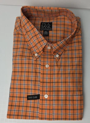 Jos A Bank Hombres Colección Ejecutiva Camisa Manga Larga a Cuadros XXL Naranja Foto 1 de 4