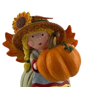 Estatuilla de ángel de otoño rústica hoja ala calabaza soporte decoración de temporada - Imagen 1 de 5
