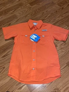 Columbia PFG Button Up Shirt Youth Boys Size M Vented Omni Shade, orange  NWT - Picture 1 of 2