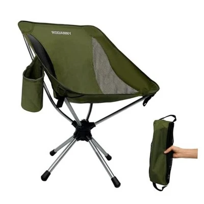 Sillas de Camping, Sillas Plegables Giratorias 360°,Sillas de Exterior Portátiles Verde Foto 1 de 4