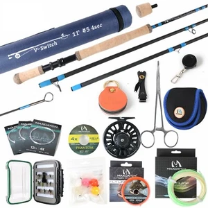 Combo de caña para moscas conmutador, caña de pescar de 5/6/7/8wt, carrete, línea, caja, combo completo de moscas - Imagen 1 de 9