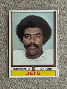 Tarjeta Topps 1974 autografiada autografiada por Richard Caster RB NY Jets - Imagen 1 de 1