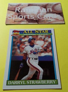 1991 Topps Baseball # 402 Darryl Strawberry New York Mets All Star