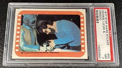 PSA 7 George Lucas & Greedo Rookie Card 1977 Topps Star Wars Stickers #50 1970s - Image 1 of 3