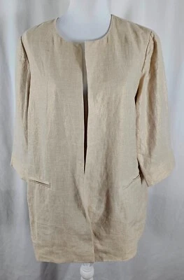 Nuevo Blazer Chicos Abierto Forrado Marfil Metálico Dorado Lino Poliéster Grande Foto 1 de 4