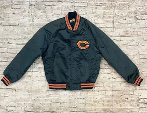 Vintage 80s Chicago Bears Chalk Line Satin Jacket NFL Coat Spell Out 90s size M - Picture 1 of 6
