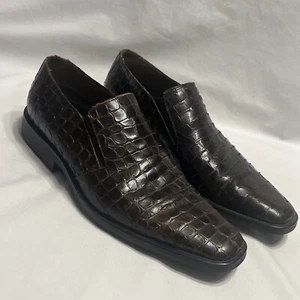 Michael Toschi Rocco Loafer 10,5 braun Kalbsleder Krokodildruck Carbonlite Italy - Bild 1 von 15