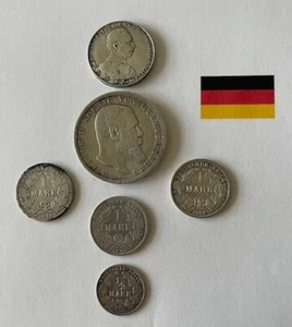 Vintage Deutsche Münzsammlung - 1874-1913 - Lot von 6 Silbermünzen - Bild 1 von 7