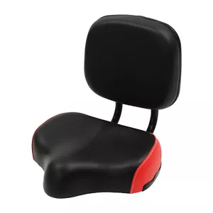 Wide Comfort leather Tricycle Bike Bicycle Saddle Seat Pad W/Back Rest Black Red - Picture 1 of 17