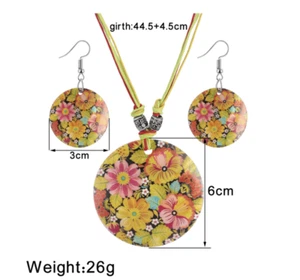 Set Collana Orecchini Donna Gioielli Conchiglia Bio Africani Multi Fiori Neri - Foto 1 di 6