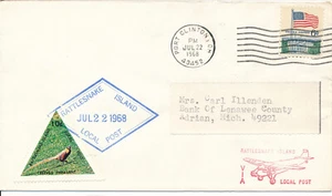 RATTLESNAKE ISLAND POSTA LOCALE RILP 1968 1-10 CENT FRANCOBOLLO FESSURA TOP PORT CLINTON OH - Foto 1 di 1