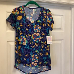 LuLaRoe Classic T Shirt Top Blue Multi Color Size XS Short Sleeve NWT - Picture 1 of 7