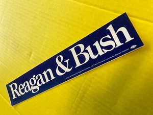 "REAGAN & BUSH" Bumper Sticker BLUE W/ WHITE LETTERS 9 3/4" X 1 3/4" - Picture 1 of 2