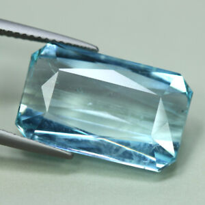 13.20 Cts_Outstanding Best Color_100 % Natural Blue Aquamarine_Emerald Cut
