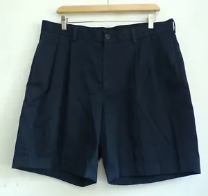 BROOKS BROTHERS pantaloncino plissettato uomo taglia 35 vita blu navy cotone - Foto 1 di 4