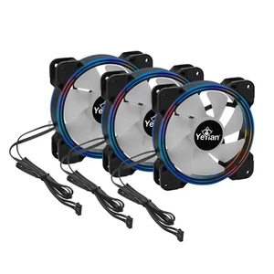 YEYIAN KIT ARGB DE 3 VENTILADORES 120MM, 2 TIRAS DE LUZ LED ,HUB Y CONTROLADOR - Imagen 1 de 12