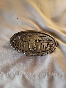 VINTAGE 1974 Wild Turkey belt buckle BERGAMONT BRASSWORKS - Picture 1 of 7