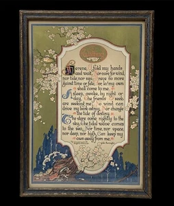 Antique Motto 20s Framed Art Deco “WAITING” Friendship UNISEX Poem Approx 8 X 11 - Picture 1 of 10