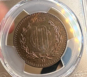 1935 Mexico 10 Centavos, KM# 430, PCGS MS 64 BN - Picture 1 of 4