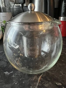 Modern Stylish Stainless Steel & Glass Teapot & LOOSE TEA LEAF INFUSER TEA POT - Picture 1 of 4
