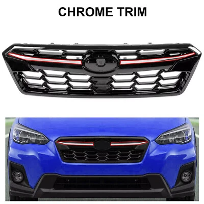 Grelha superior frontal preta com acabamento de moldura cromada para Subaru Crosstrek 2018-2020 - Imagem 1 de 4