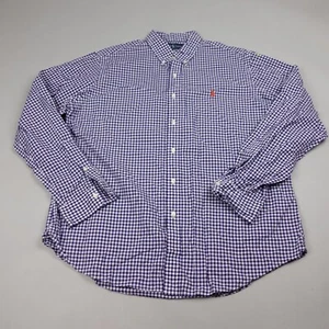Vintage Ralph Lauren Button Up Shirt XL Blue Gingham Plaid Long Sleeve Mens - Picture 1 of 10