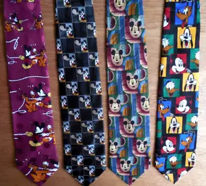 Menge 4 Vintage 90er Mickey Unlimited Herren Krawatten: Mickey Mouse*Goofy*Donald - Bild 1 von 3