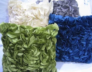 Polyester Flower Petals Cushion Cover Pearl Ivory, Black, Aqua Blue, Silver Grey - Picture 1 of 5