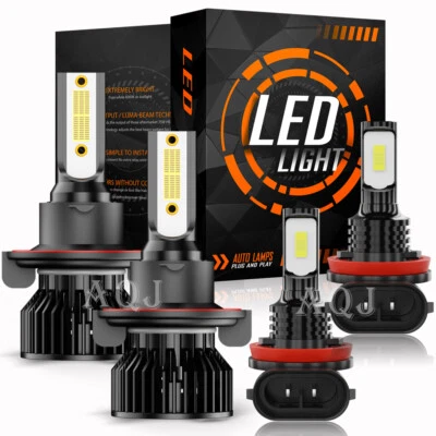 For Nissan-Sentra 2004-2010 4pcs 6000K LED Headlight Hi/Lo + Fog Light Bulbs Kit — 第 1/4 张图片