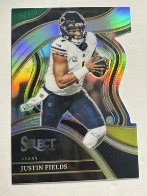 2023 Panini Select Justin Fields #249 Green and Yellow Prizms Die Cuts - Image 1 of 4